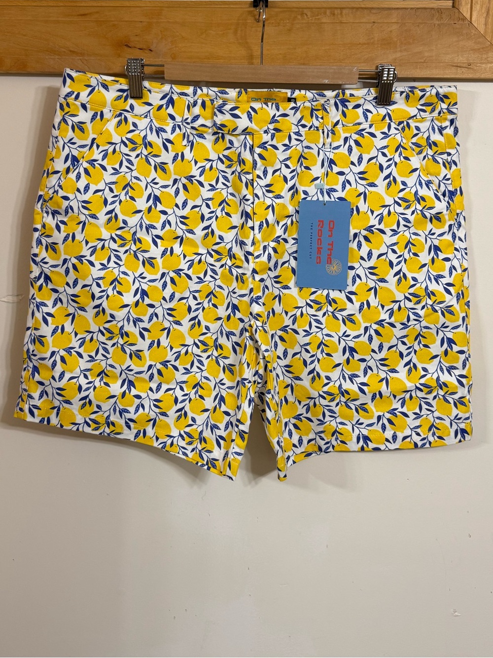 NWT On the Rocks Men's Flat Front Shorts in Lemon Print